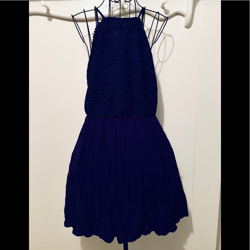 Lily Rose Adjustable Strap Skater Navy Dress Small